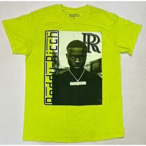 Roddy Ricch Graphic T-shirt Men Medium Neon Yellow Short Sleeve Music Rap